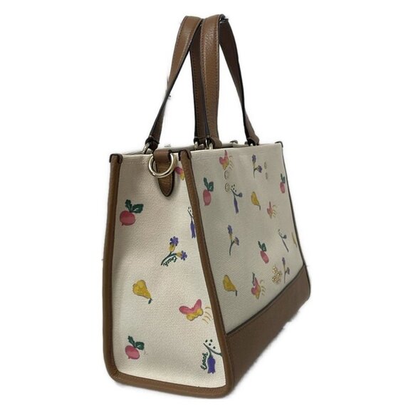 Auth COACH - C8602 Cream Light Brown Multi Canvas Leather Tote Bag - Picture 2 of 9